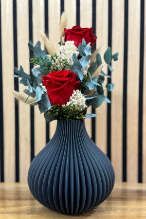 Jarrón Negro - Doble Rosa