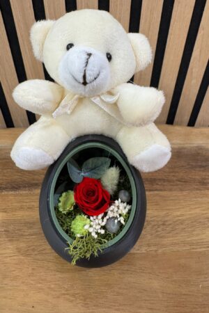 Huevo Oso - Rosa Roja y Peluche